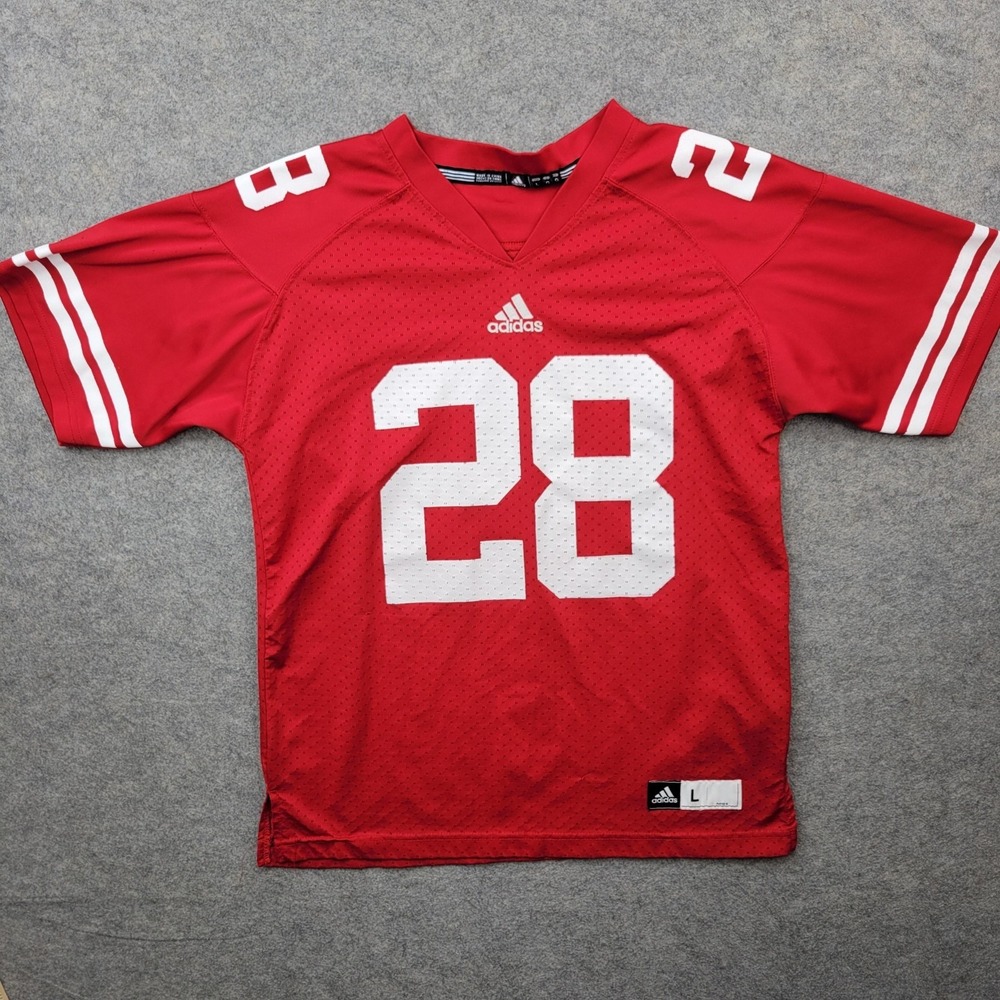 Wisconsin Badgers Jersey Boys Large‎ Red NCAA Football Adidas Number 28 Youth